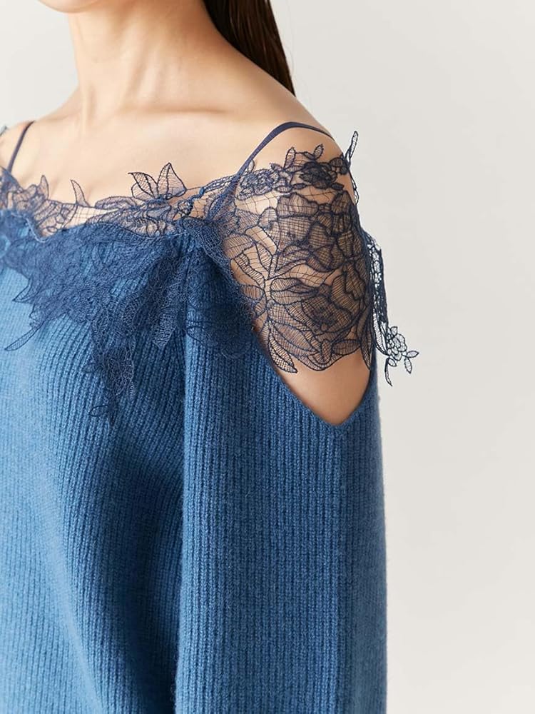 レースオフショルダーカッティングニット　フレイアイディー □#FRAYID / #フレイアイディー レースオフショルダー